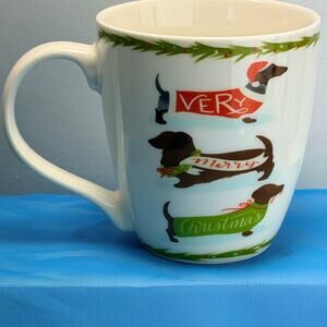 Pfaltzgraff Dachshund Christmas 16oz Mug Pink Light Studio